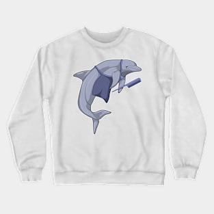 Dolphin as Hairdresser with Comb Crewneck Sweatshirt